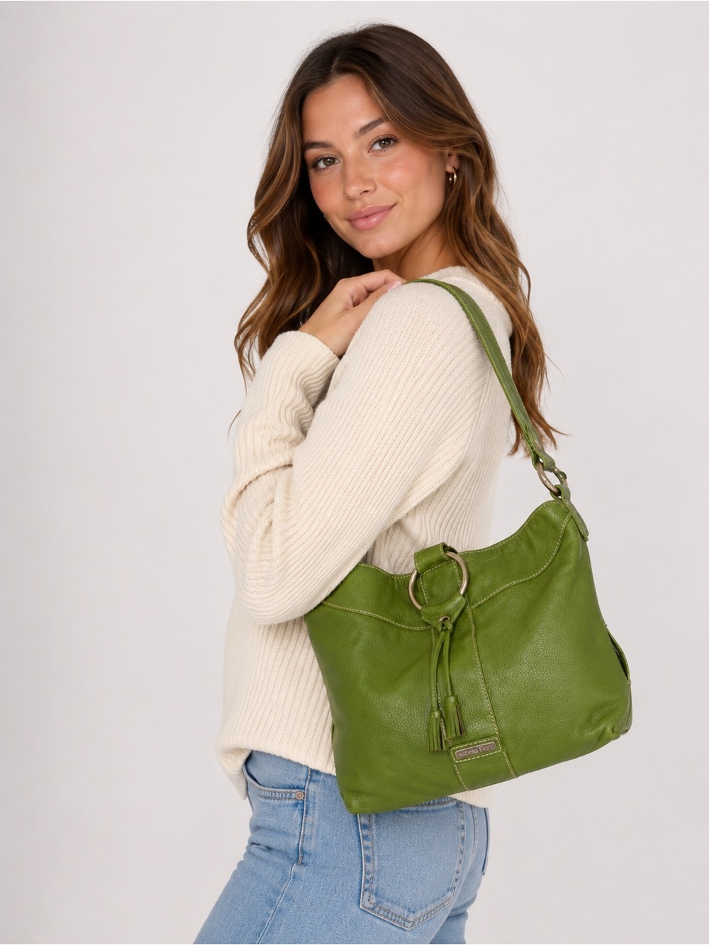 Isabella Fiore green leather bag 11,5/14 inch